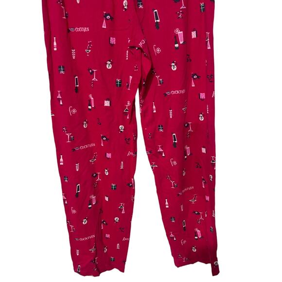 HUE Womens Small Holiday Classic Pajama Lounge Pants Christmas Cocktails Snowmen - Picture 9 of 10